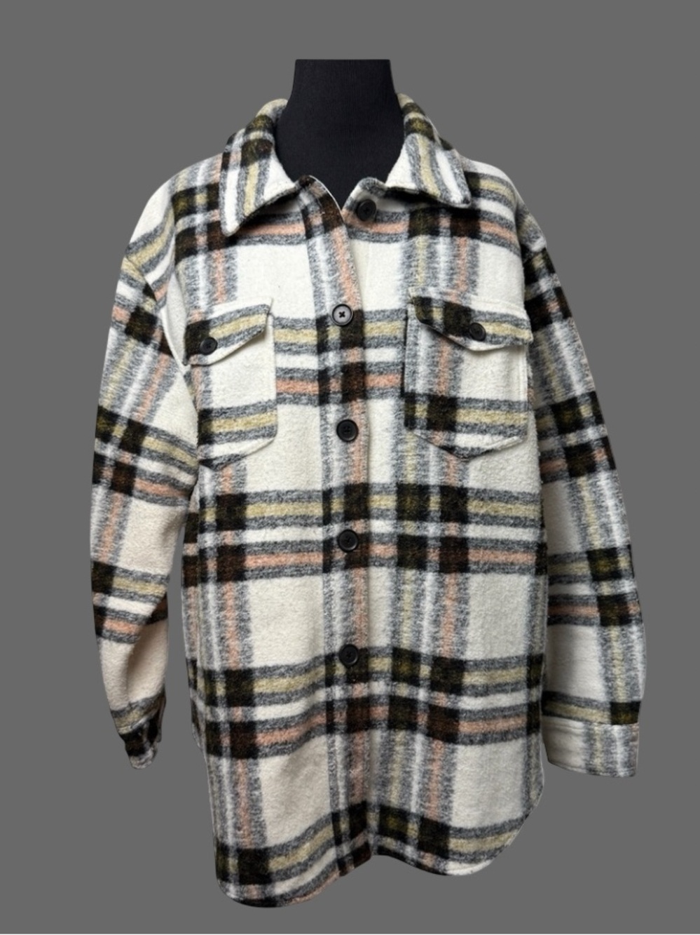 Hilary Radley Plaid Shacket Women SZ M Flannel Shirt Jacket Southwest Oversized